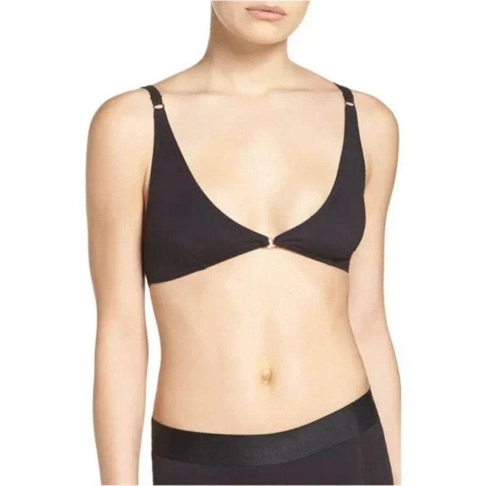 FREE PEOPLE 'Stop Me' Soft Cotton Black Bralette SMALL